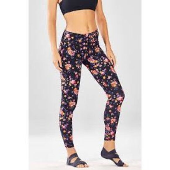 FABLETICS Women’s Black Plumeria Floral Define Mid-Rise Legging Size Large - Picture 1 of 7